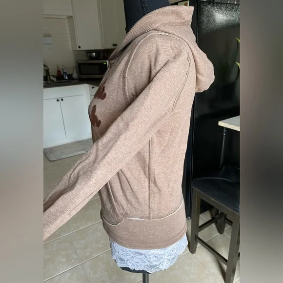 Vintage Abercrombie light brown zip up hooded sweater! - Picture 2 of 12